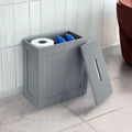 Slimline Bathroom Storage Cabinet | Toilet Roll Holder | Grey Wood