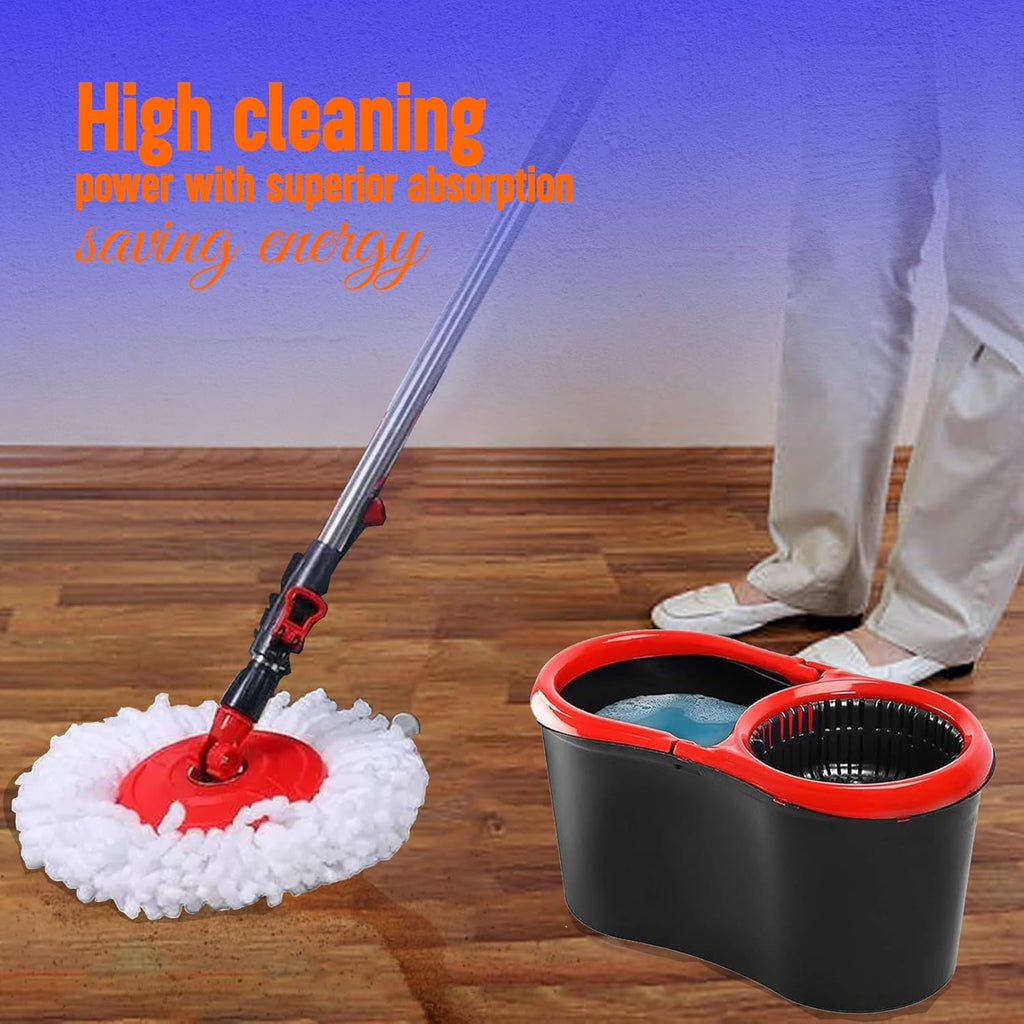 Spin Mop & Bucket Set | 2 Microfibre Heads Included | 360° Rotation